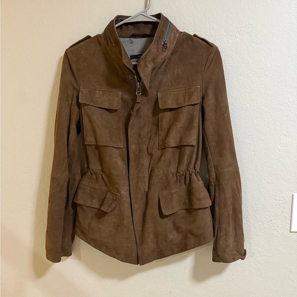 Windsor Brown Suede Moto Jacket Size 34 - Picture 1 of 9